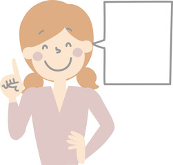 collection set of cute doodle hand draw facial expression speech bubble balloon with girl woman character, text box think speak talk banner, flat png transparent element design