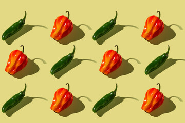Colorful bell pepper, isolated, pattern