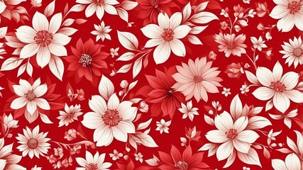 base xl pretty red theme flowers on light red background, egg mosaic style