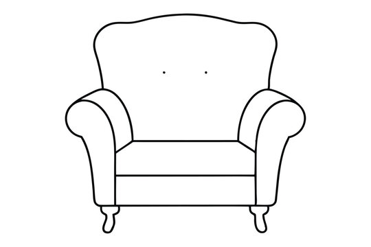 recommend clip art: Armchair furniture line art vector illustration