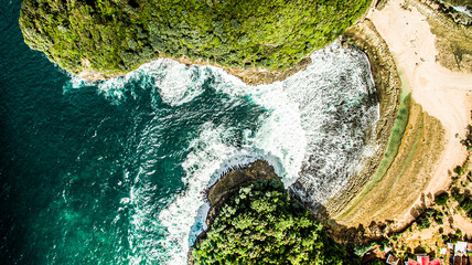 Small Gulf in Watu Lepek beach of South Malang Indonesia  is rocky beach that cliff direct connected with ocean.