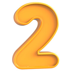 Naklejka premium Number 2 Yellow 3d render