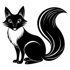 Fox with a curled tail and a sneaky look, vector