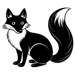 Fox with a curled tail and a sneaky look, vector