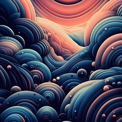 Obraz premium Blue and Pink Layered Abstract Digital Illustration Pattern