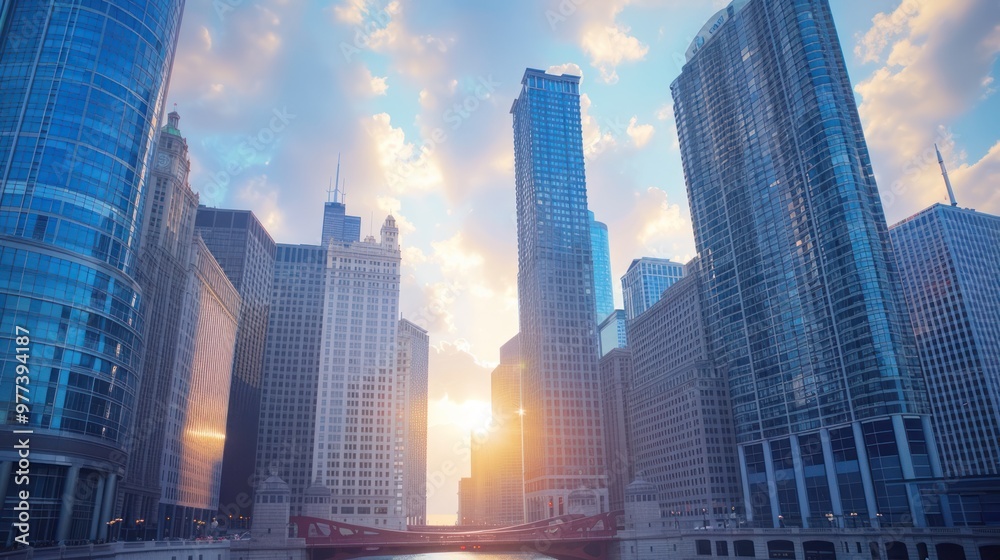 Canvas Prints Chicago Skyline at Sunset