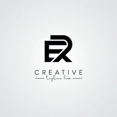 Modern Unique Artistic Letter ER RE Logo Design. Initial Based Letter Icon Logo.