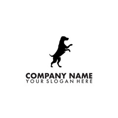 Standing dog silloutte logo vector Template on white background