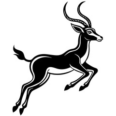 Gazelle leaping with slender legs and elegant antlers vector