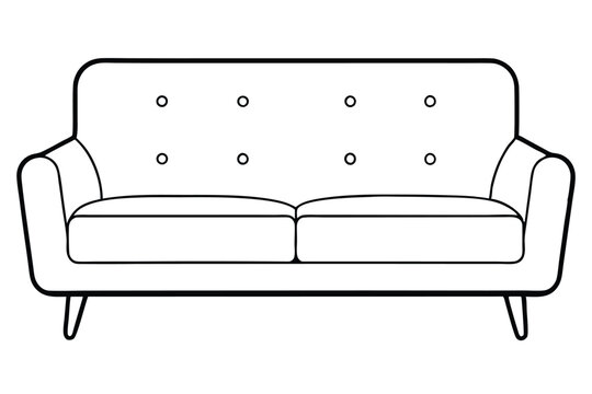 recommend clip art: Big Sofa line art vector illustration