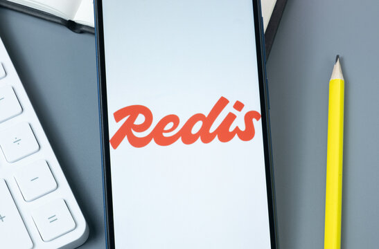 New York, USA - 30 August 2024: Redis Logo on Phone Screen, Company Icon on Display