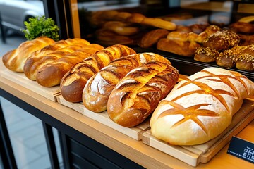 A local bakery in the Old Town, with freshly baked Polish bread and pastries displayed in the window