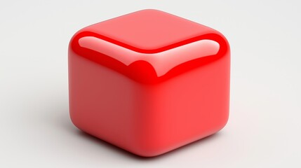 A 3D red heart-shaped gift box on a blank white background