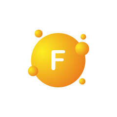 Fluorine molecule icon. Molecule of Fluorine. F. Chemical element. Chemistry and scientific research concept