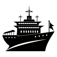 Ship black Silhouette Vector illustration on a transparent background