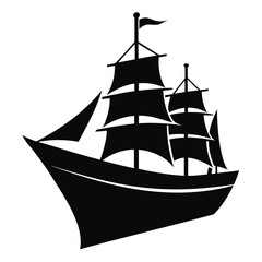 Ship black Silhouette Vector illustration on a transparent background