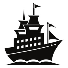 Ship black Silhouette Vector illustration on a transparent background