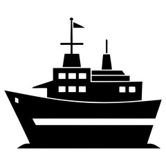 Obraz premium Ship black Silhouette Vector illustration on a transparent background