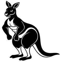 Kangaroo mid-hop with a pouch and strong legs vector