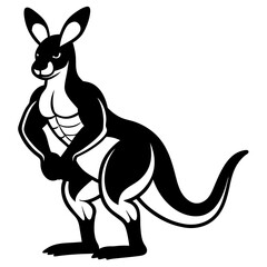 Kangaroo mid-hop with a pouch and strong legs vector