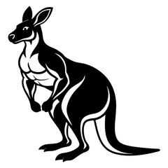 Kangaroo mid-hop with a pouch and strong legs vector