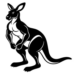 Kangaroo mid-hop with a pouch and strong legs vector