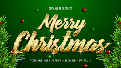Merry christmas text effect, editable text style effect