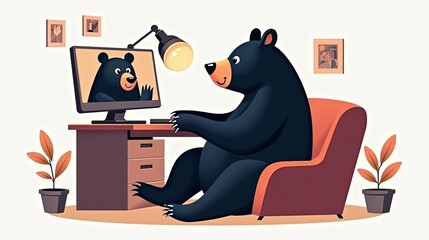 Black Bear Virtual Meeting Illustration