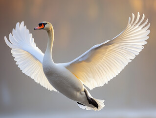  Swan flying over the water