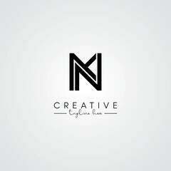 Modern Unique Artistic Letter NK KN Logo Design. Initial Based Letter Logo Vector.