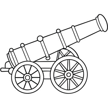 black and white cannon on wheels clip art preview