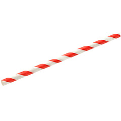Single Red and White Striped Paper Straw Isolated on Transparent  Background.