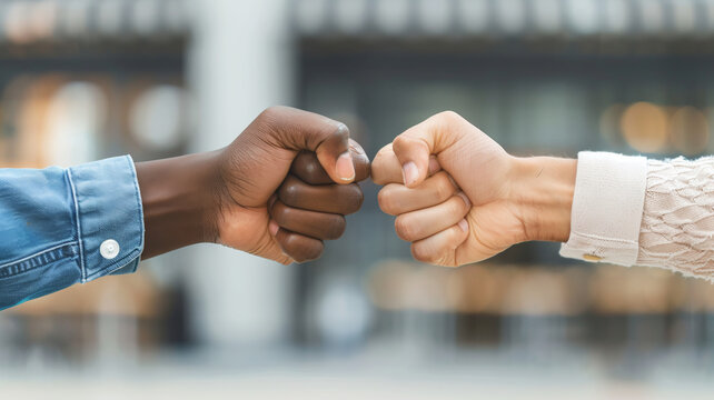 Friendship team good work. Multicultural friendship