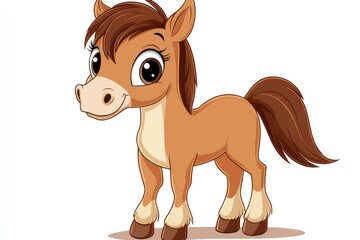 Obraz premium Cute cartoon horse standing and smiling
