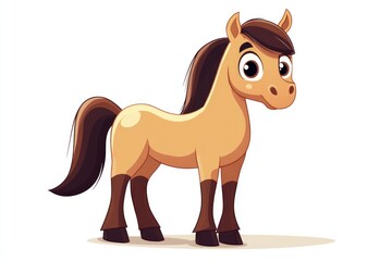 Cute cartoon horse standing and smiling