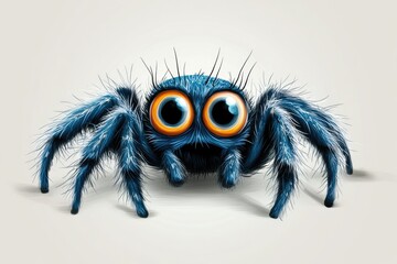 Obraz premium Blue spider with big eyes looking curious at you