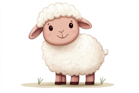 Cute cartoon lamb standing and smiling