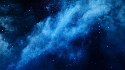 Fototapeta premium neon blue fluorescent dust flying in the air. Abstract mystical banner. State of mind. 