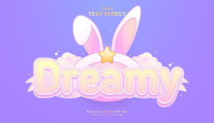 decorative dreamy bunny editable text effect design