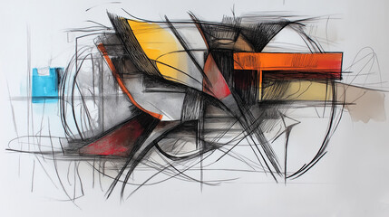 Abstract sketches are quick, spontaneous drawings that focus on shapes, lines, and forms rather than realistic representation.