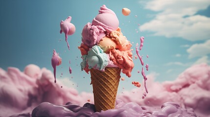 Colorful Ice Cream Background for Banner or Poster.