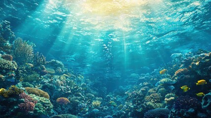 Obraz premium A beautiful underwater scene with a lot of fish and coral