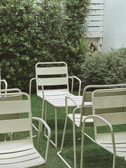 table and chairs in garden