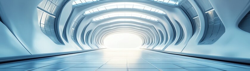 Fototapeta premium Create a 3D rendering of futuristic architecture with an empty center space copy space - realistic - Multilayer - sleek urban backdrop