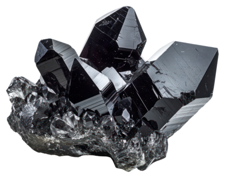 PNG  Shiny black mineral crystal cluster