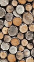 Natural warmth of stacked firewood in a rustic lodge setting on a crisp autumn day