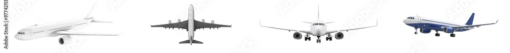Aufkleber an airplane with a transparent background isolated on a white background