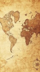 Obraz premium Ancient world map illustrating exploration routes through the continents and oceans of Earth