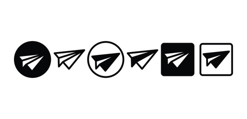 set of paperplane icon symbol sign vector design black white color illustration collection isolated
