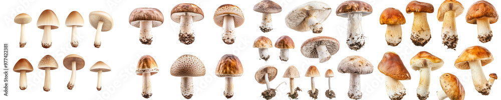 Poster Full-depth of field shot of a champignon on a white background